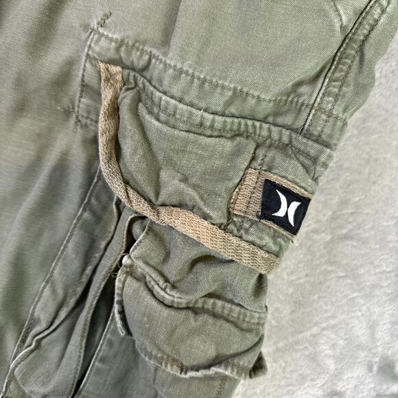 Vintage Y2K Hurley Green Military Fatigue Baggy Skater Cargo Pants Size 36/34 - Picture 8 of 8
